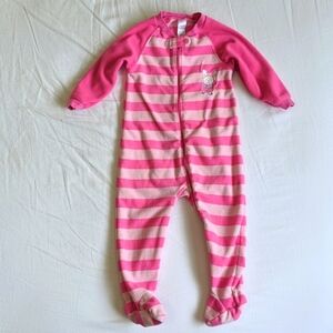 george pink stripes fleece zipper footie sleeper pajamas 18 months baby girl